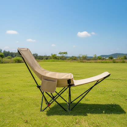 Foldbar campingstol med fodstøtte og stålstel – produktbillede 3