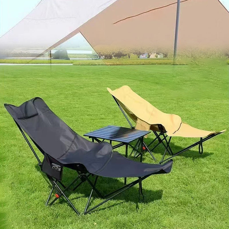 Foldbar campingstol med fodstøtte og stålstel – produktbillede 4