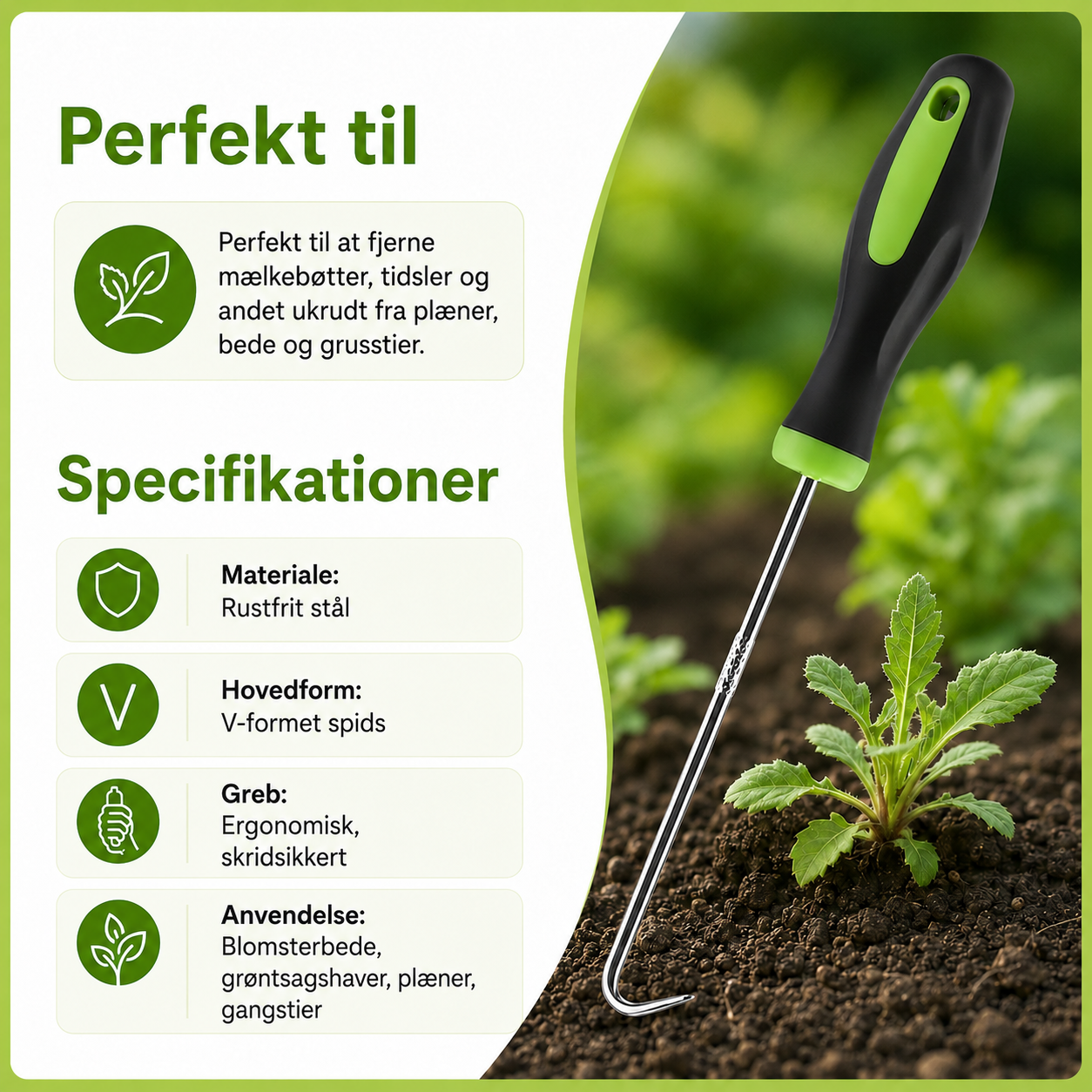 Kraftig ergonomisk ukrudtsfjerner