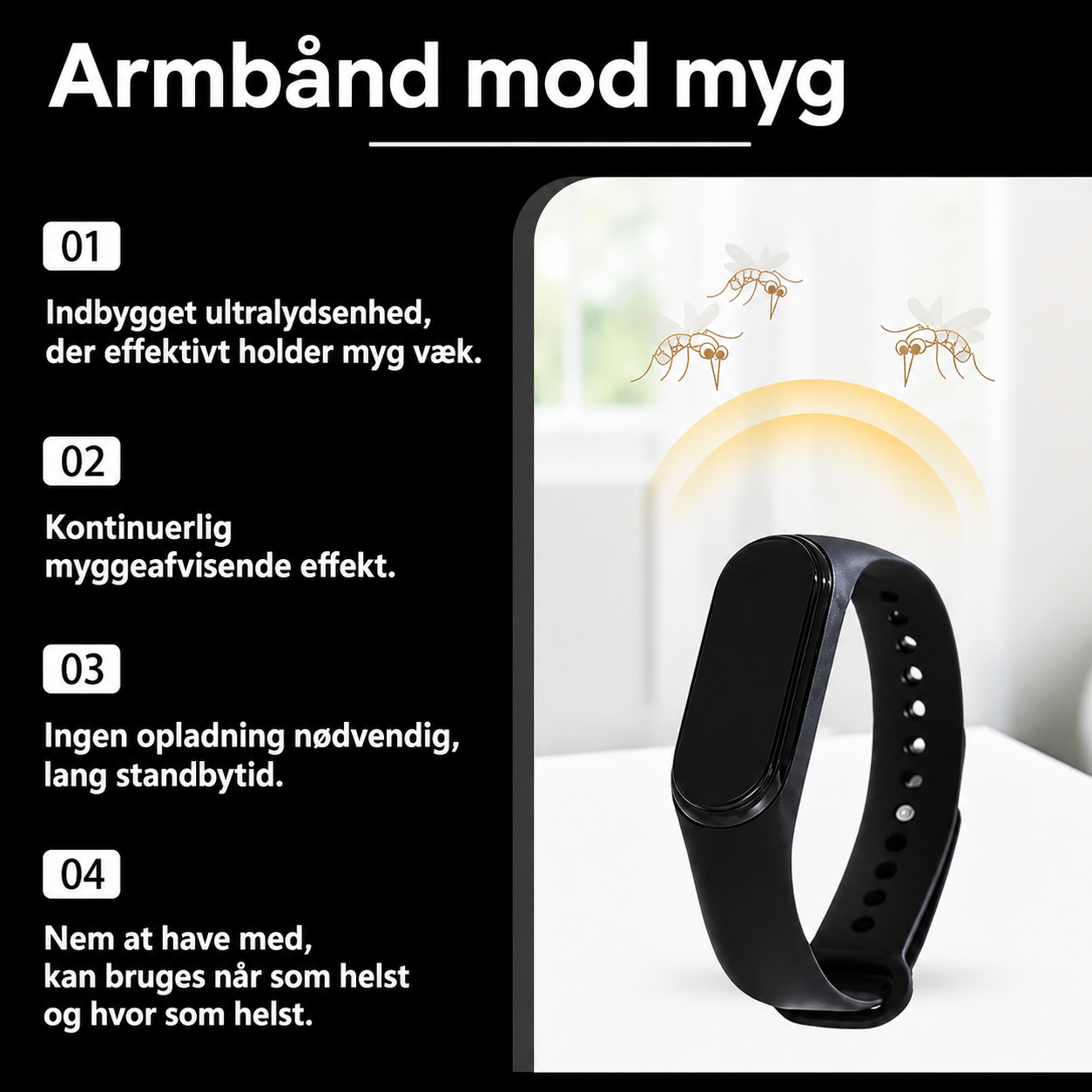 Armbånd mod myg med ultralydsteknologi