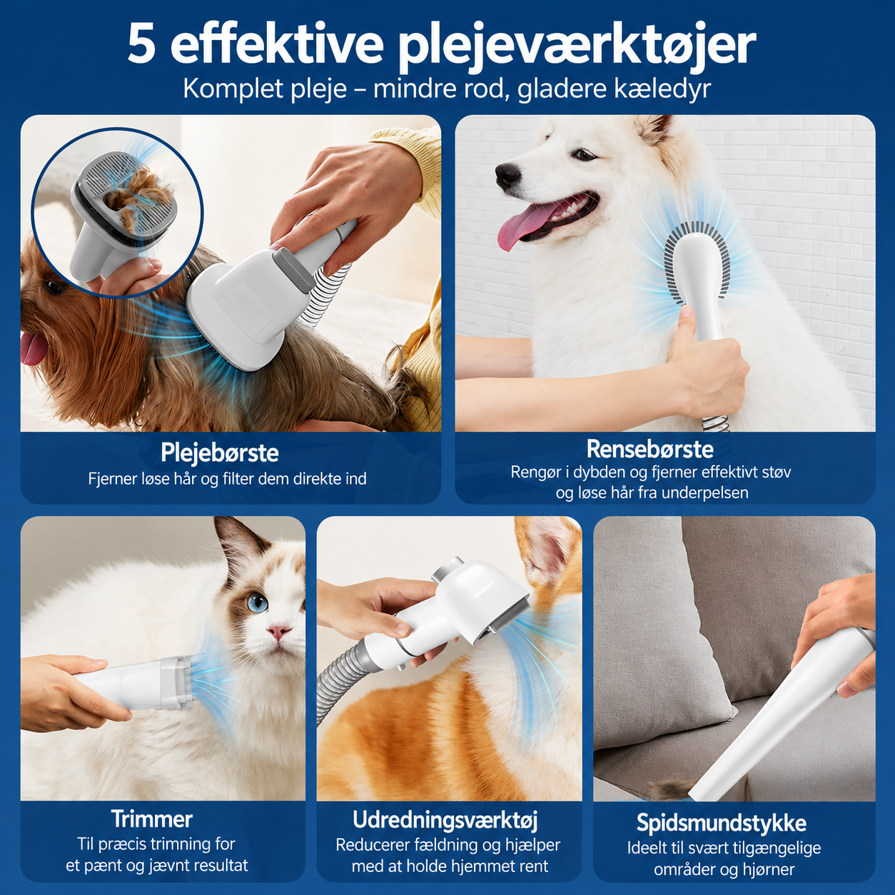 Kæledyrsstøvsuger og Hundetrimmer Sæt