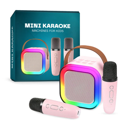 Mini karaokemaskine til børn med 2 trådløse mikrofoner – produktbillede 1