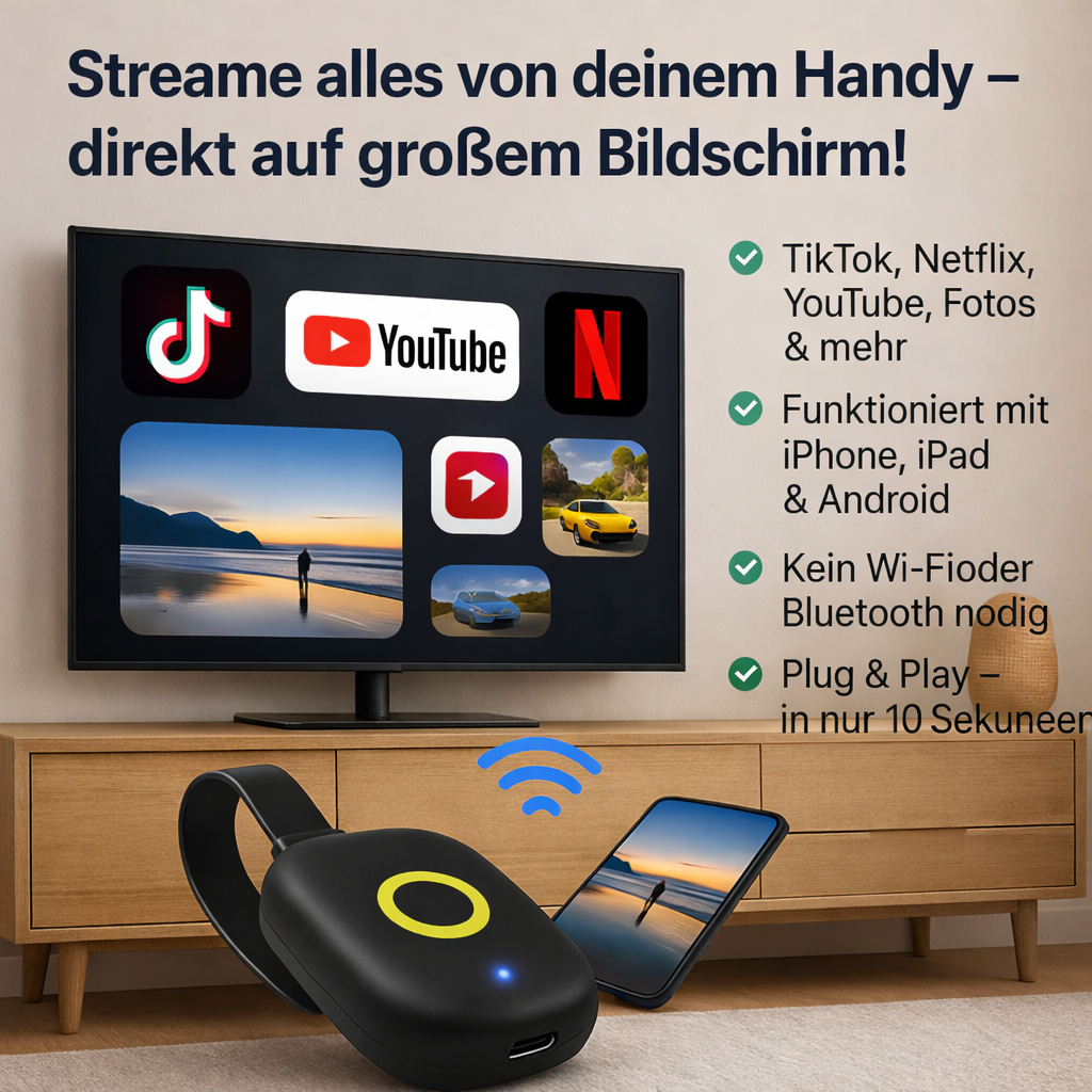 Trådløs HDMI-skærmadapter til streaming
