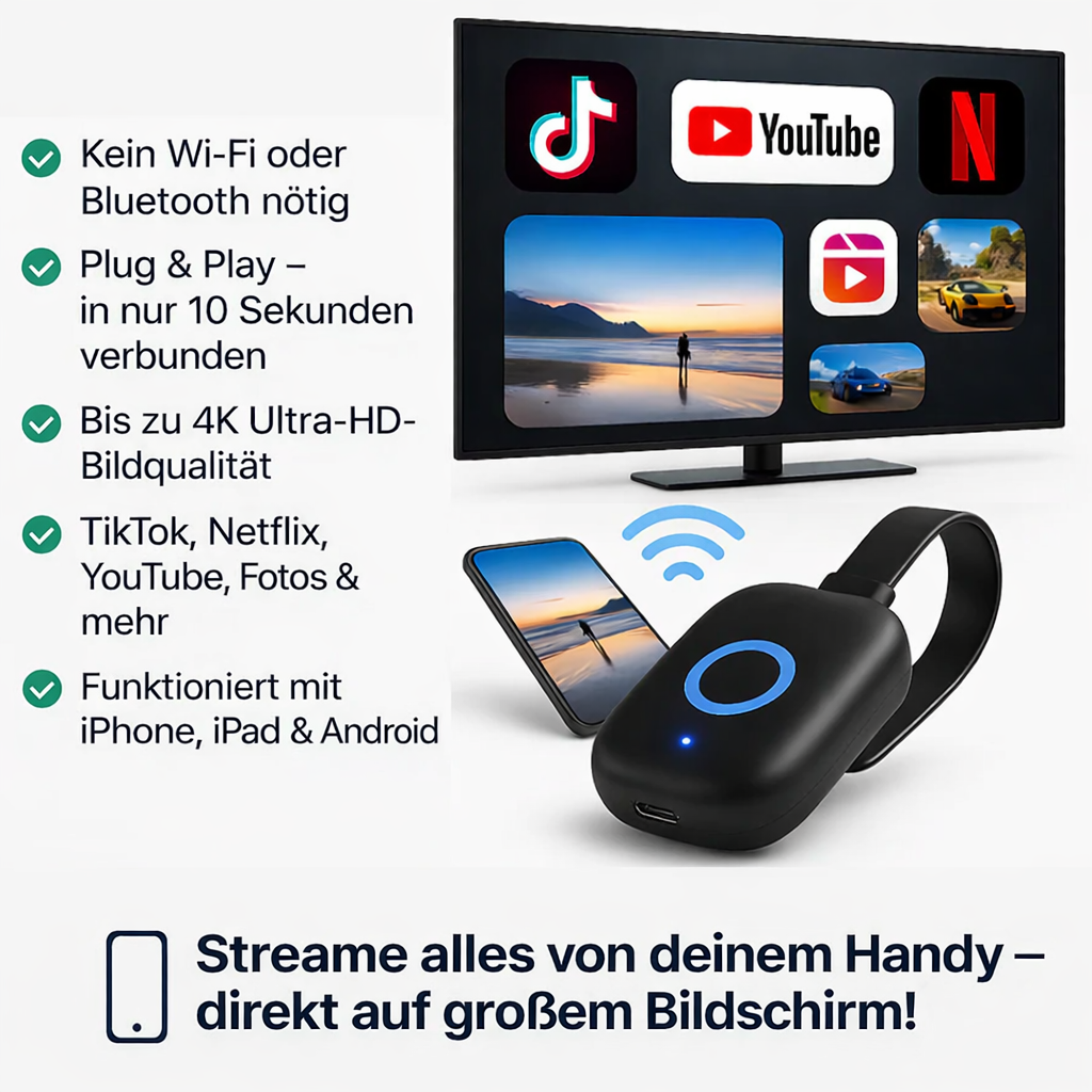 Trådløs HDMI-skærmadapter til streaming