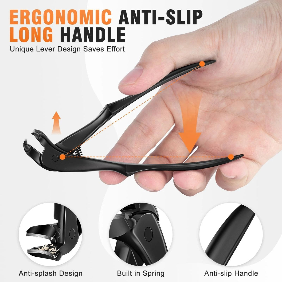 Ergonomisk neglesaks med langt greb og vinklet hoved