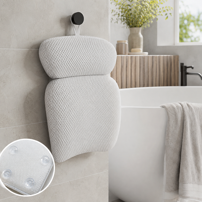 Ergonomisk badepude i 3D-mesh med seks sugekopper til badekar