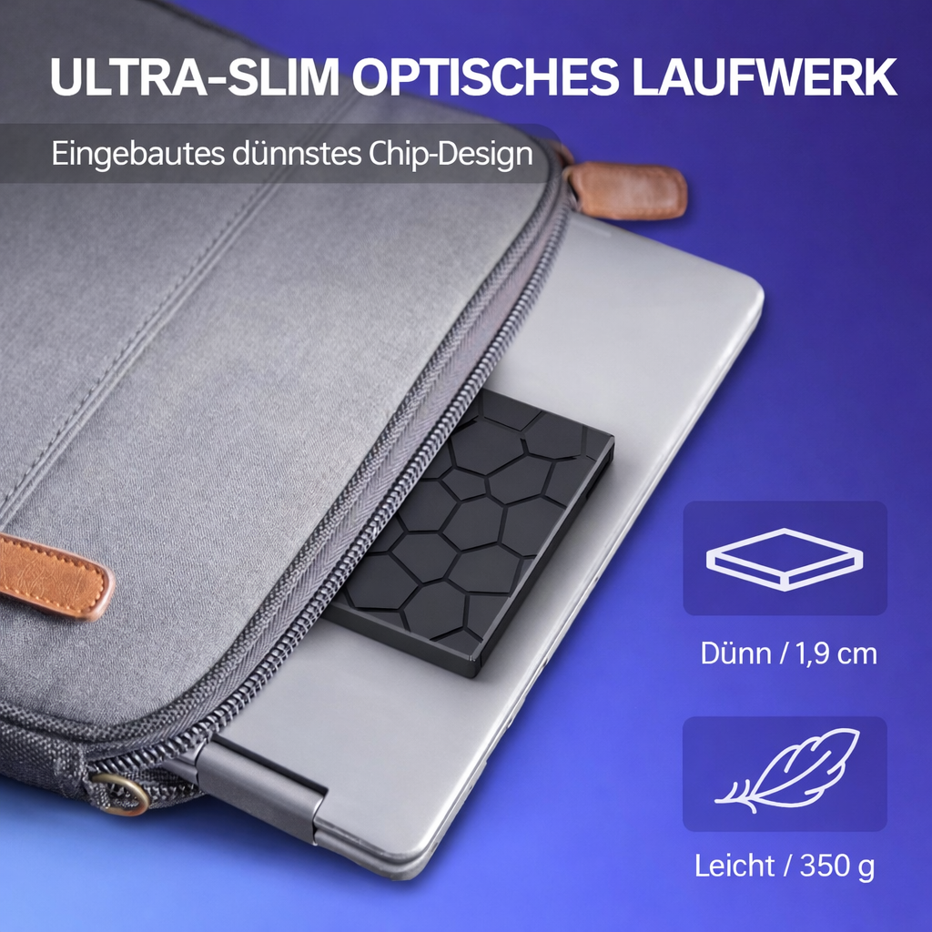 Eksternt CD/DVD-drev med USB-C-hub og SD-kortlæser