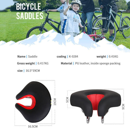 Næsefri cykelsadel med bred skumpolstring