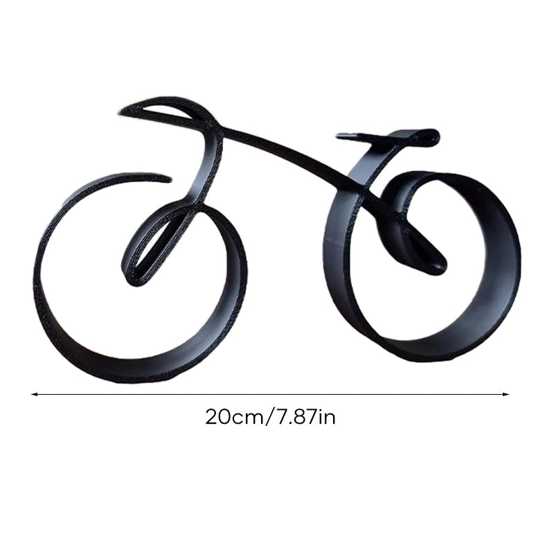 Minimalistisk cykelskulptur i metal med mat trådlook