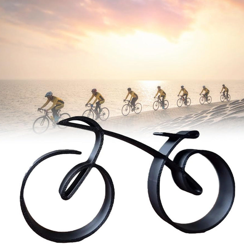 Minimalistisk cykelskulptur i metal med mat trådlook