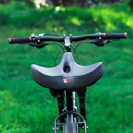 Ekstra bred cykelsadel med udskæring og affjedring