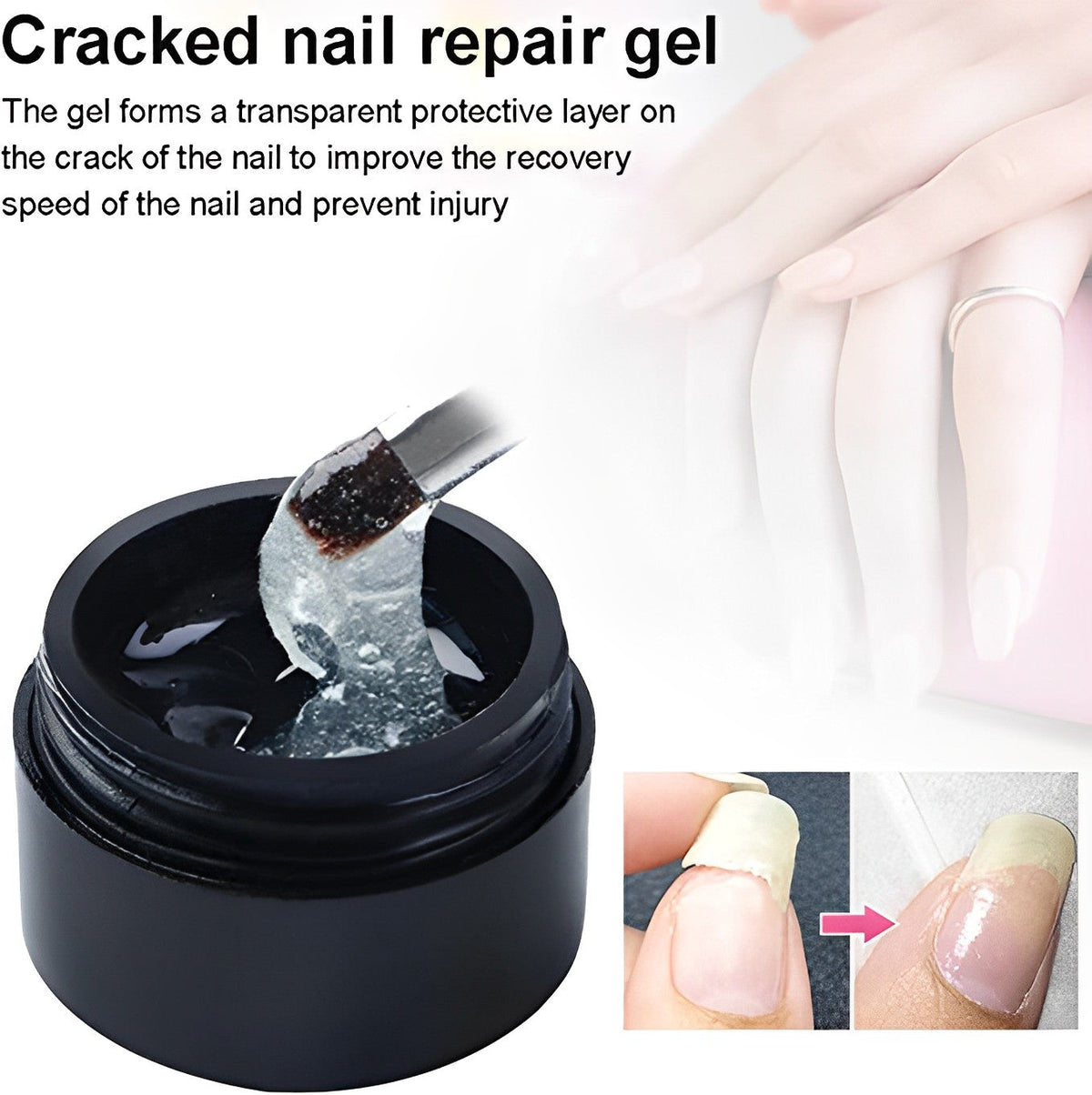 Fiberbaseret negle-reparationsgel til revner
