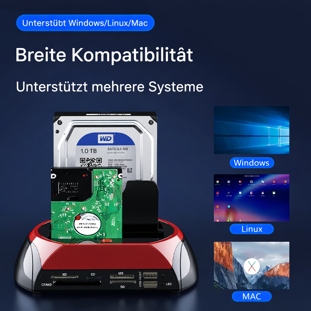 Universel harddisk-dockingstation til IDE og SATA