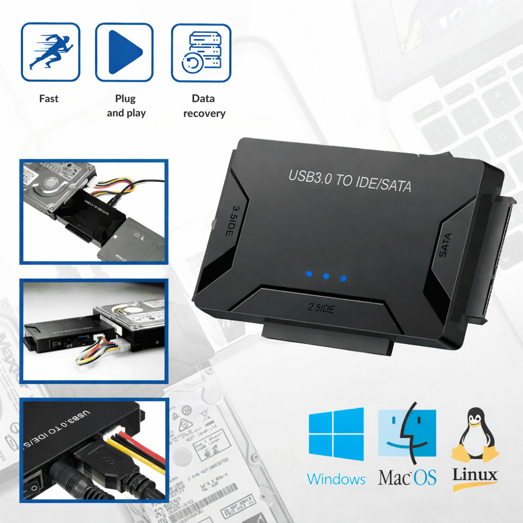 USB-adapter til SATA- og IDE-harddiske