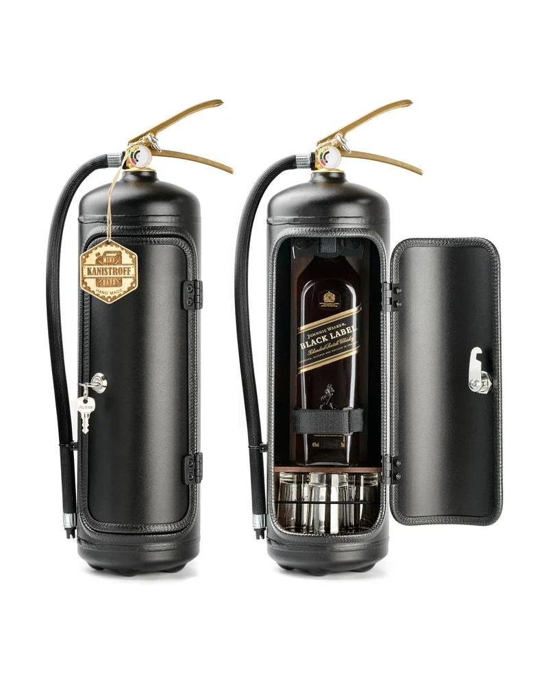 Aflåselig minibar i brandslukkerdesign