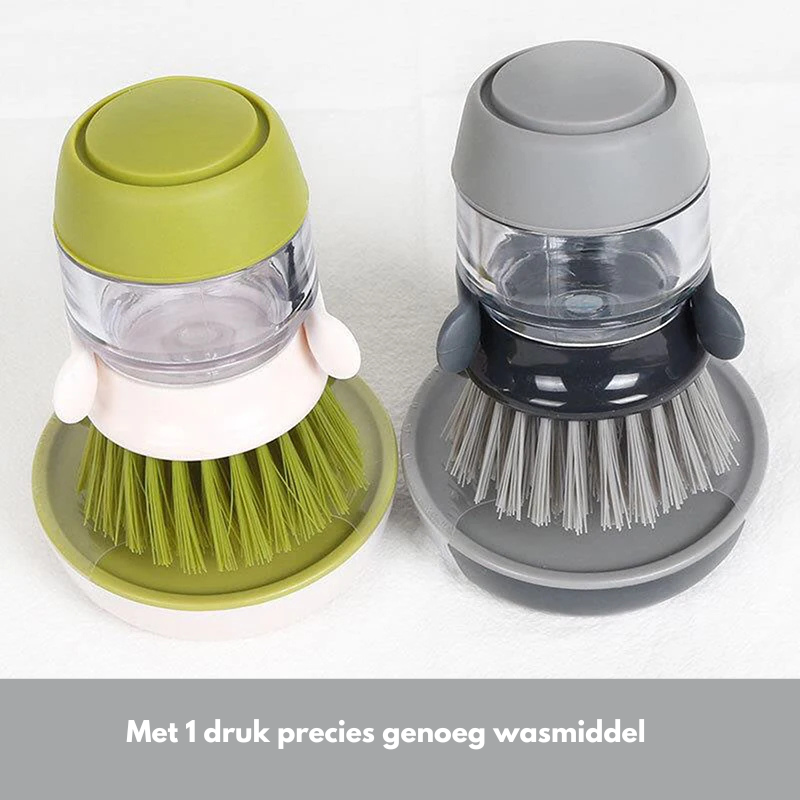 Opvaskebørste med integreret sæbedispenser