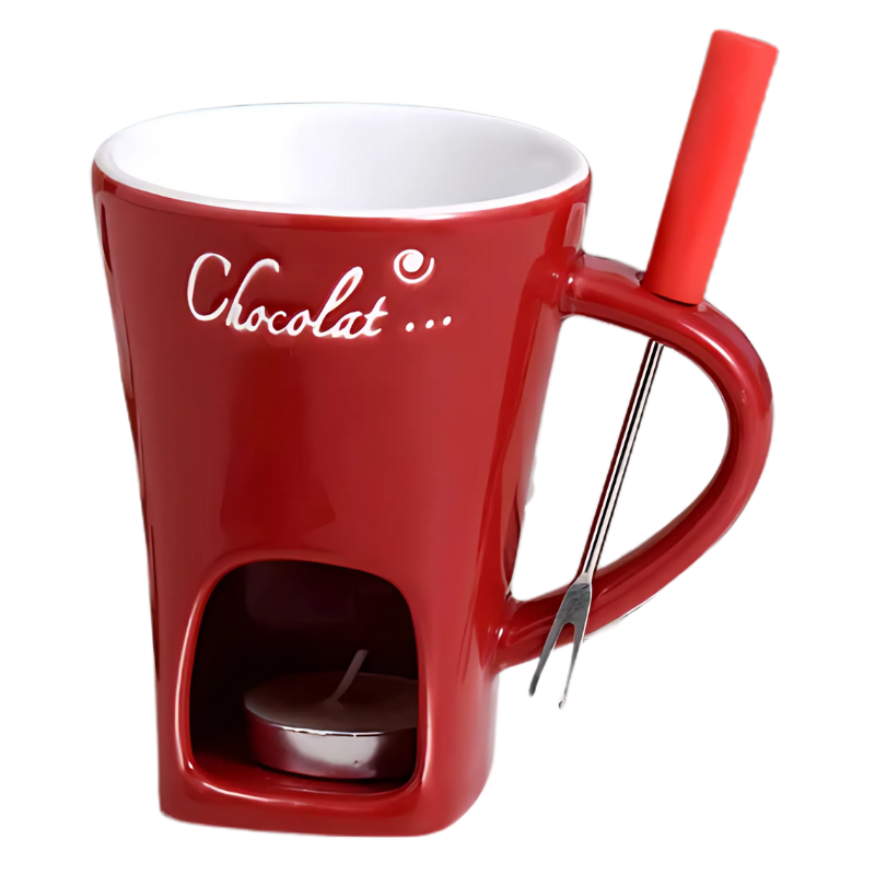 Keramisk fonduesæt til chokolade og ost – 2 dele