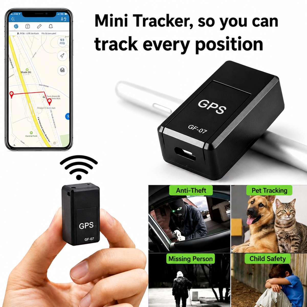 Magnetisk mini-GPS-tracker uden abonnement