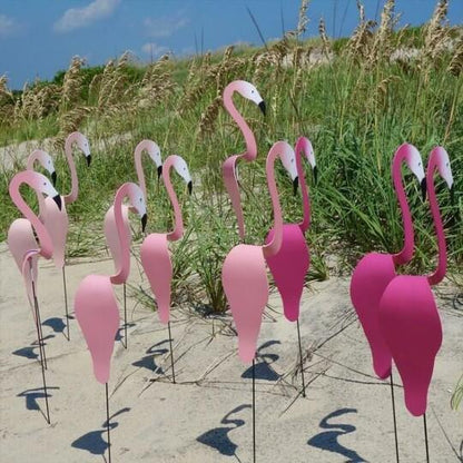 Håndlavet flamingo-vindviser i aluminium til haven