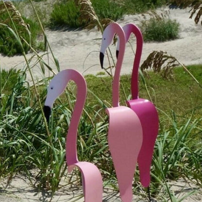 Håndlavet flamingo-vindviser i aluminium til haven