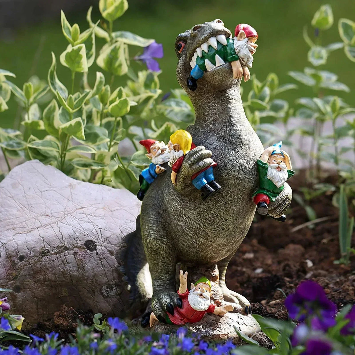 Vejrbestandig dinosaurfigur i kunstharpiks til haven