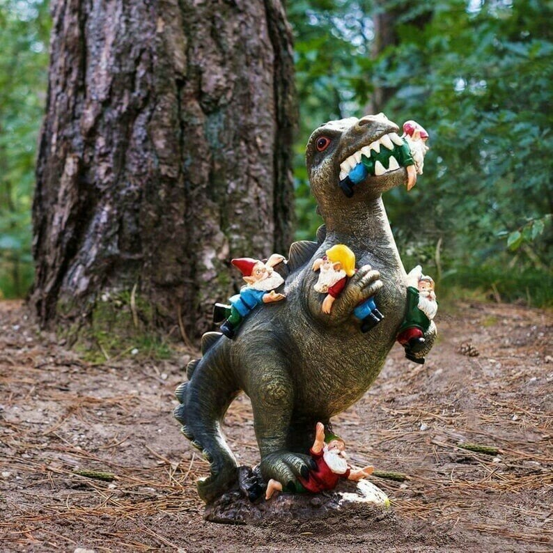 Vejrbestandig dinosaurfigur i kunstharpiks til haven