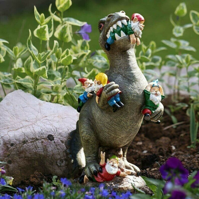 Vejrbestandig dinosaurfigur i kunstharpiks til haven