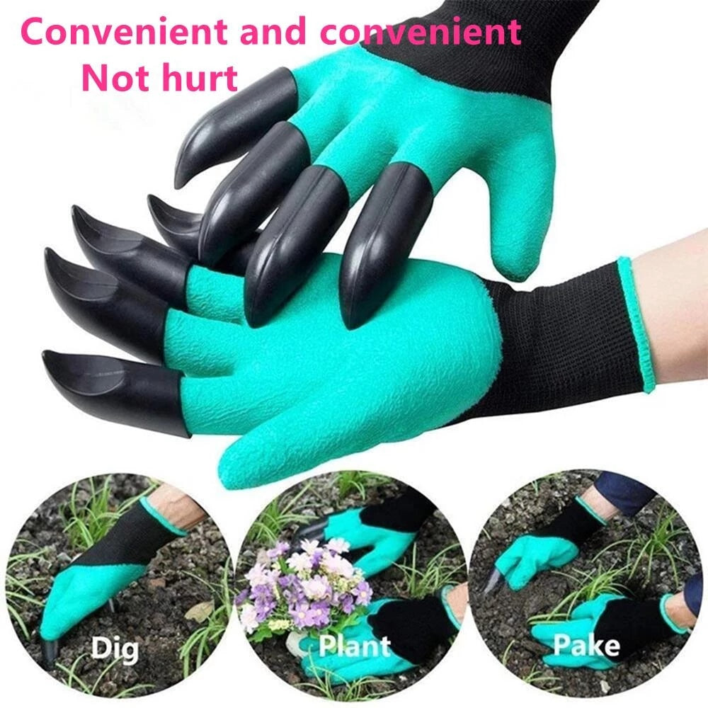 Latexbelagte havehandsker med gravekløer i ABS-plast