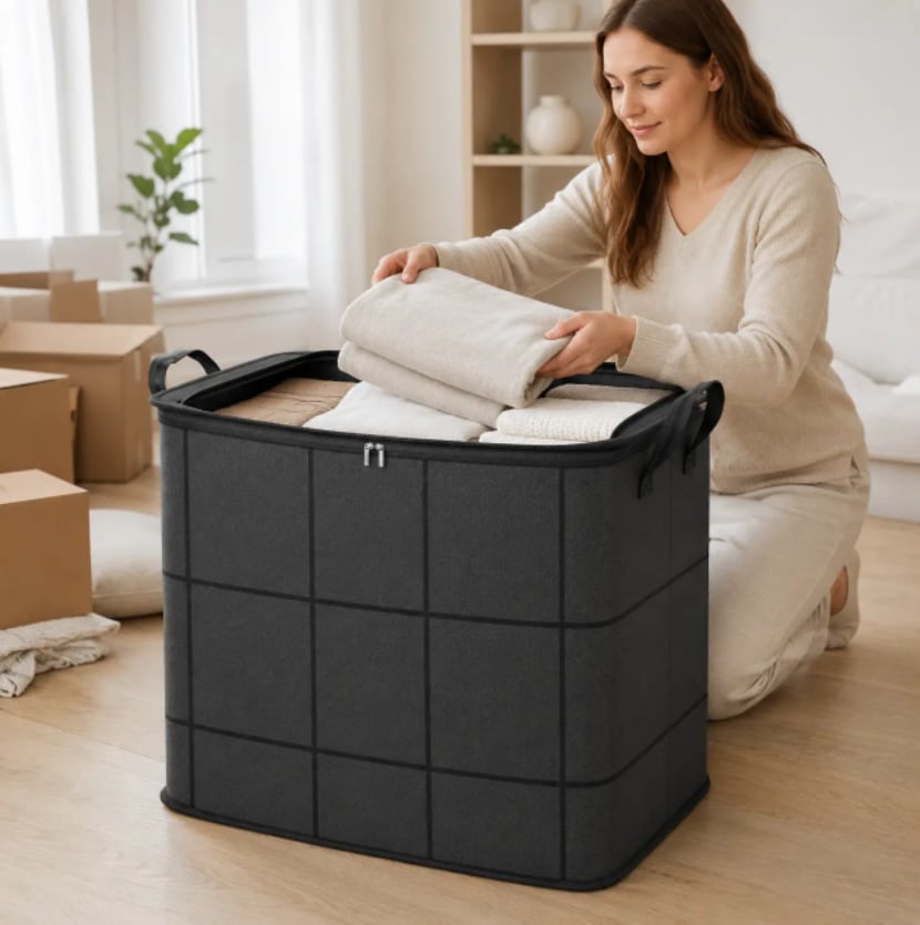 Flytte- og opbevaringstaske i stof med lynlås – 210 liter
