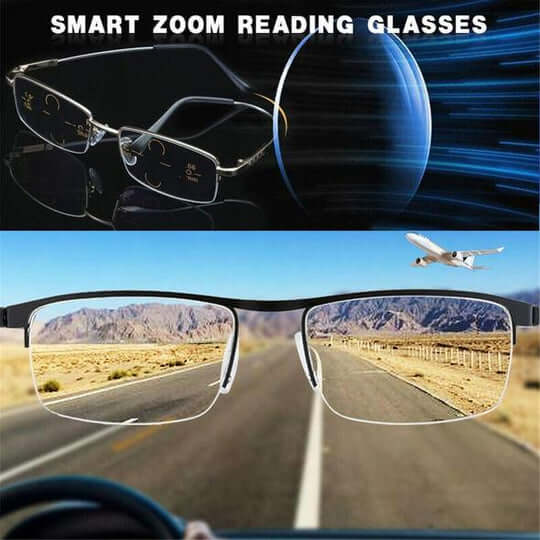 Progressive briller med multifokale glas, antirefleks og UV-beskyttelse