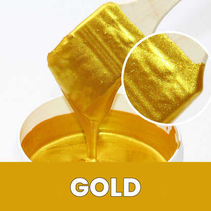 Vandbaseret metallicmaling i lys guld med glimmer