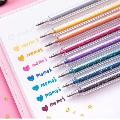 Metallic-gelpenne med glimmer og smittefast finish