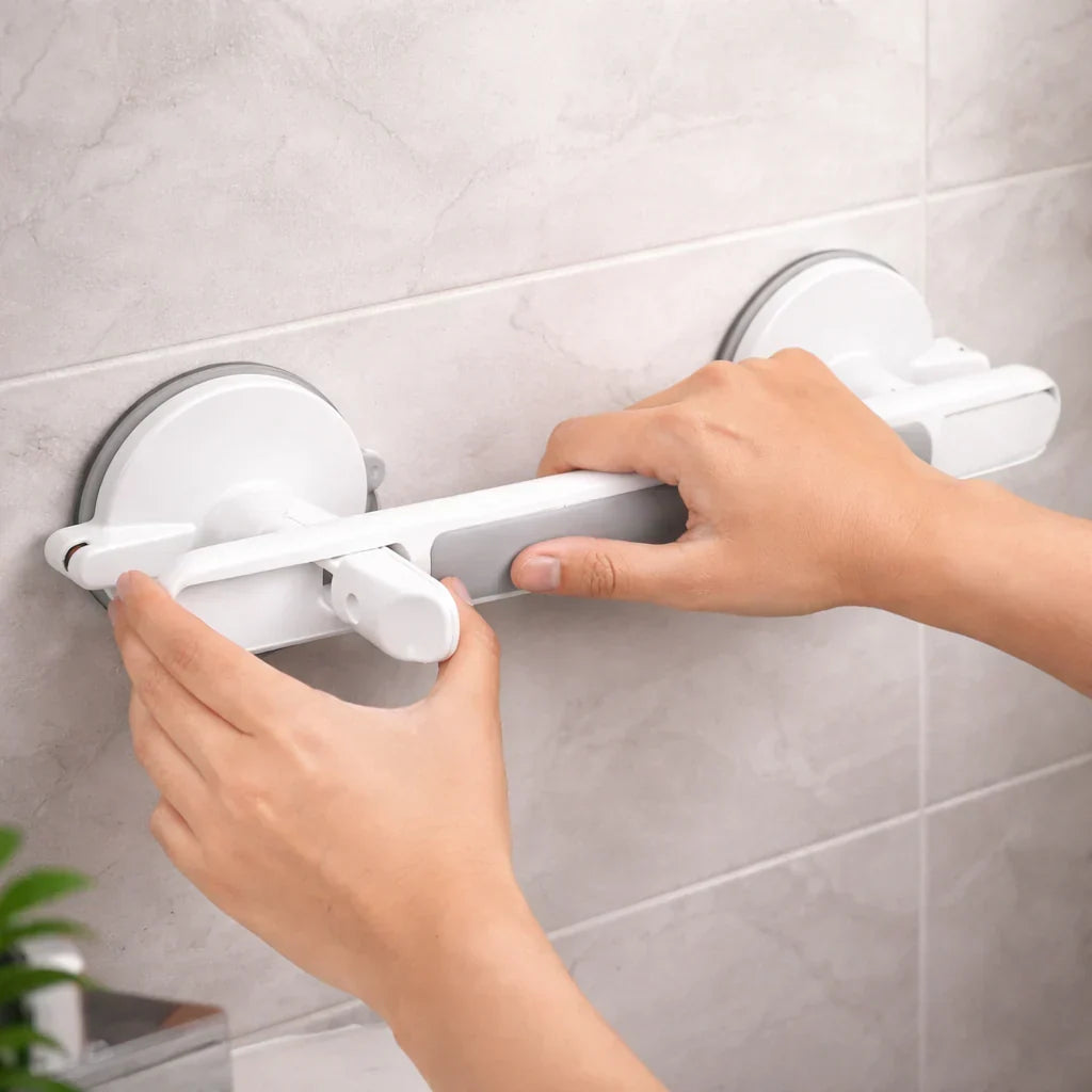 Flytbart støttegreb til bad, bruser og toilet – uden boring