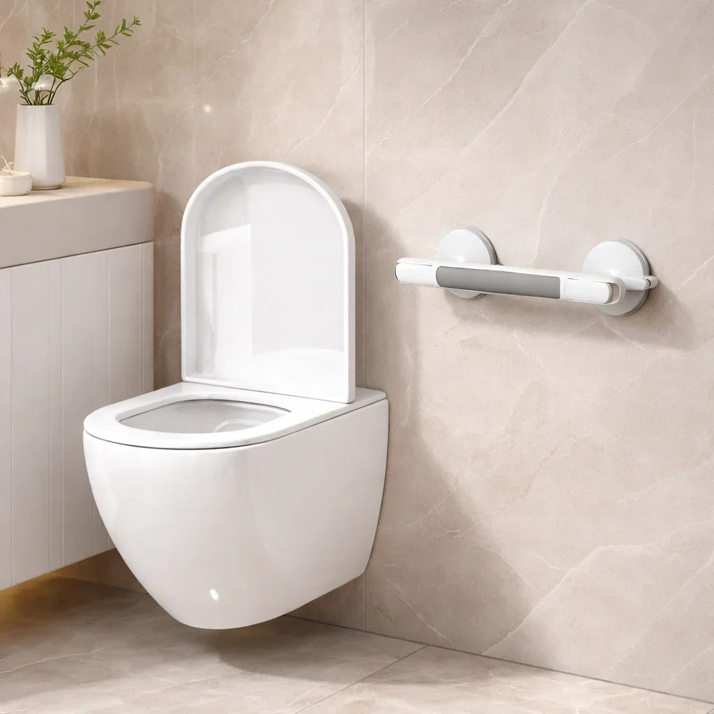 Flytbart støttegreb til bad, bruser og toilet – uden boring