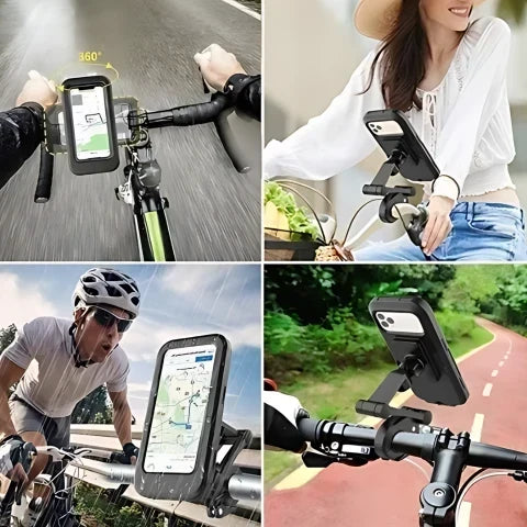 Vandtæt telefonholder til cykel med touchvindue og 360° drejning