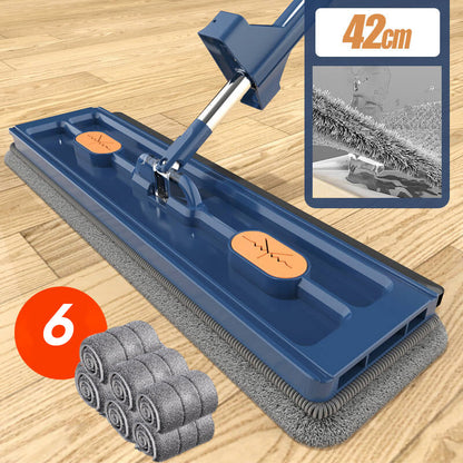 Selvvridende gulvmoppe med 360° drejehoved og 137 cm skaft