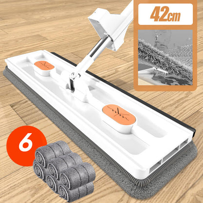 Selvvridende gulvmoppe med 360° drejehoved og 137 cm skaft