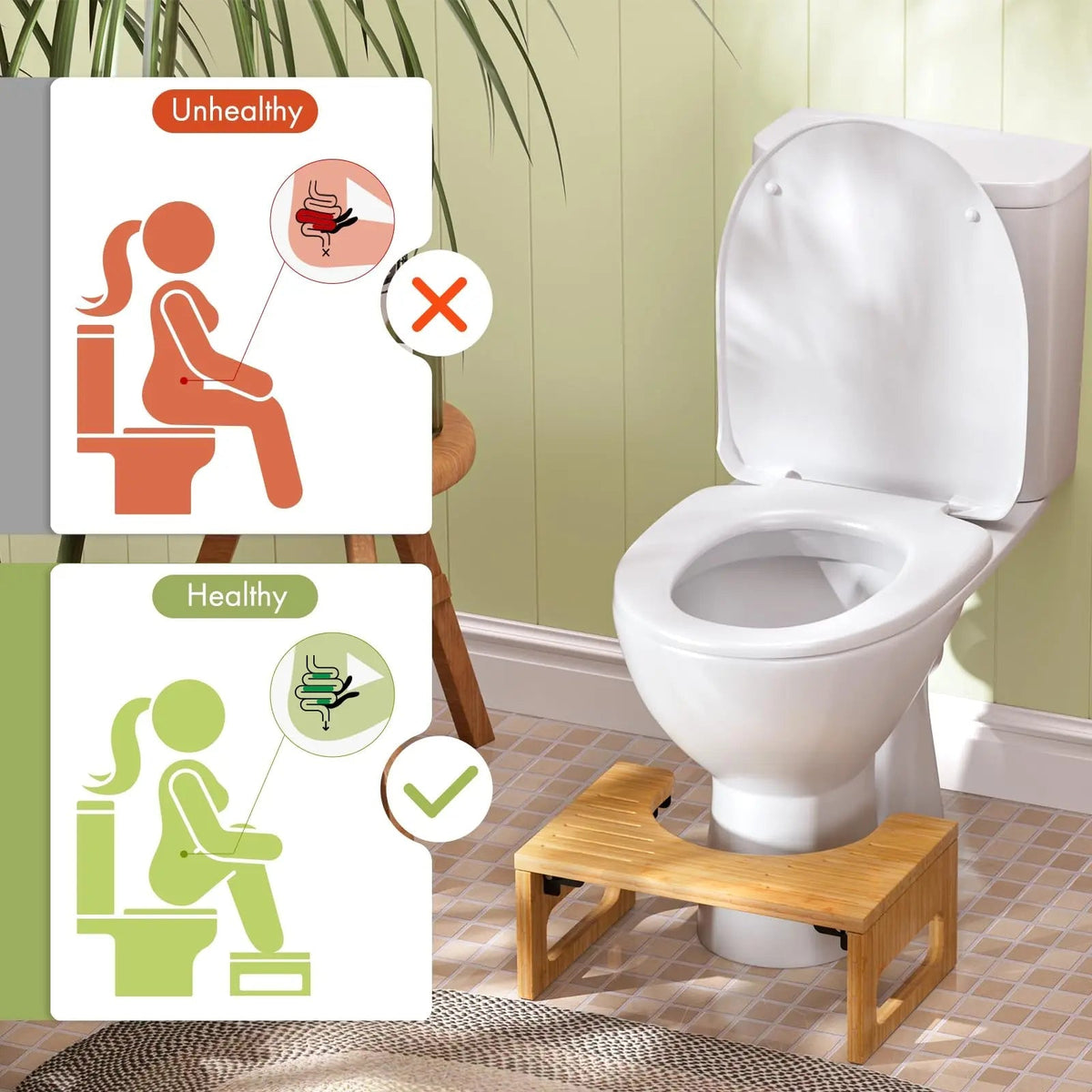 Sammenklappelig toiletskammel i bambus