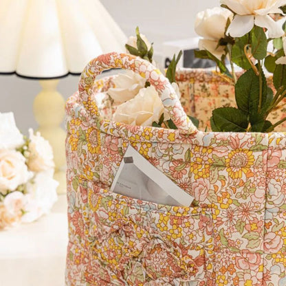 Foldbar opbevaringskurv med blomstermønster – 33 × 27 × 26 cm