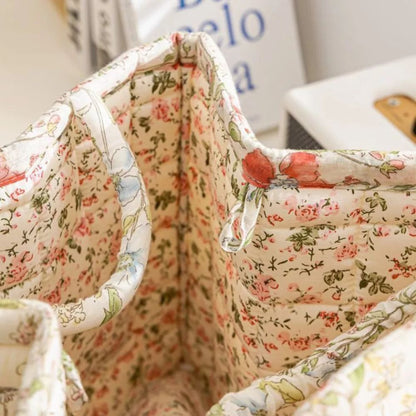 Foldbar opbevaringskurv med blomstermønster – 33 × 27 × 26 cm