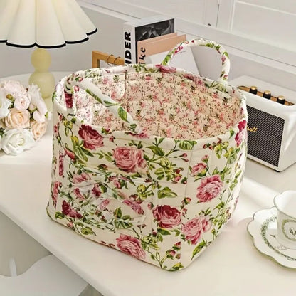 Foldbar opbevaringskurv med blomstermønster – 33 × 27 × 26 cm