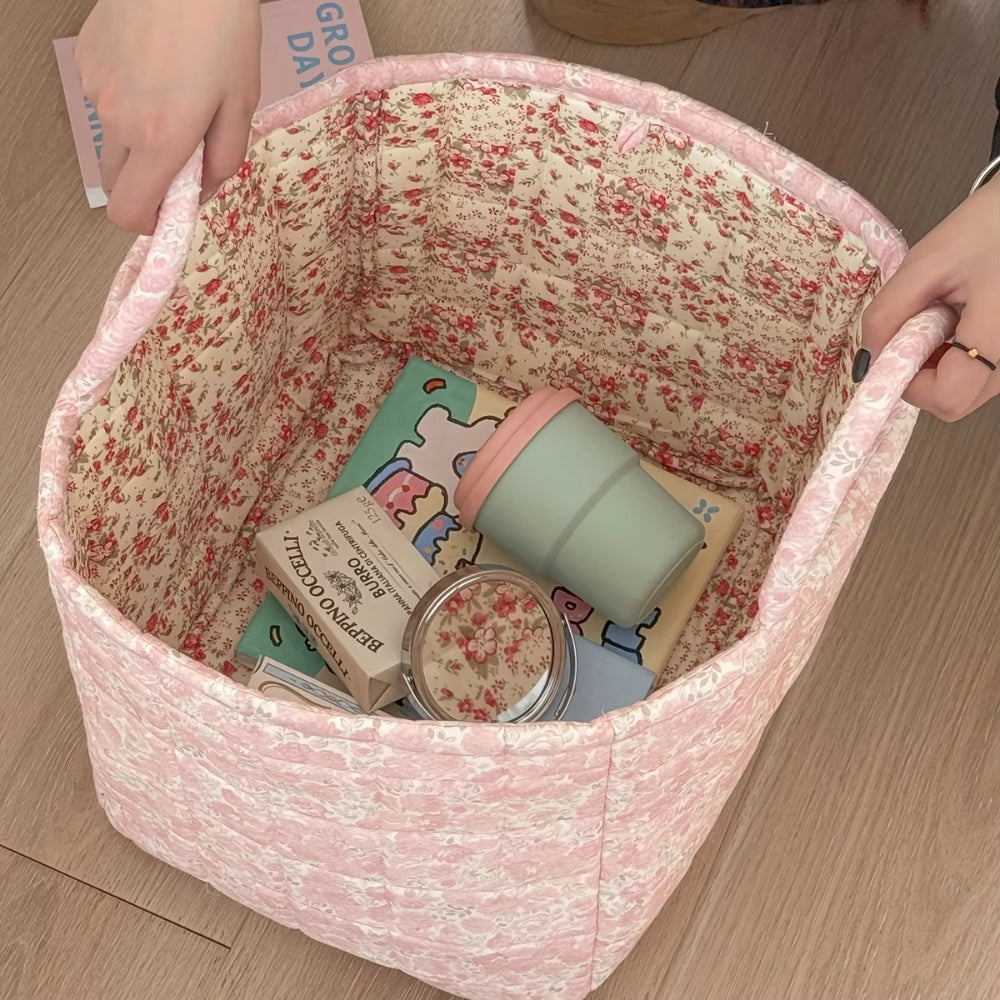 Foldbar opbevaringskurv med blomstermønster – 33 × 27 × 26 cm