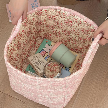 Foldbar opbevaringskurv med blomstermønster – 33 × 27 × 26 cm