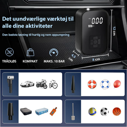 Trådløs dækpumpe til biler
