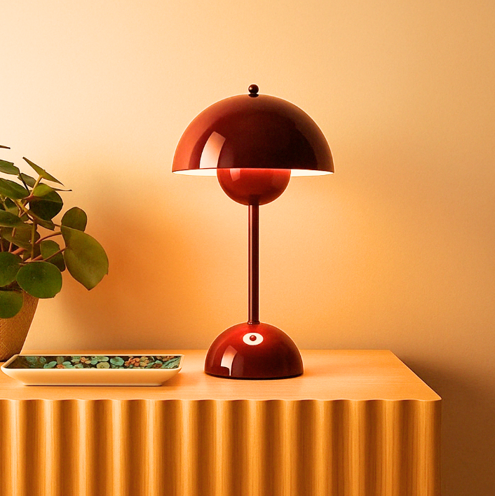 Trådløs LED-bordlampe i svampedesign med touchdæmper