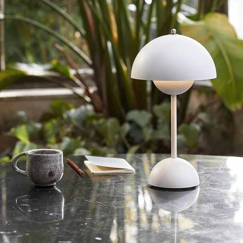 Trådløs LED-bordlampe i svampedesign med touchdæmper