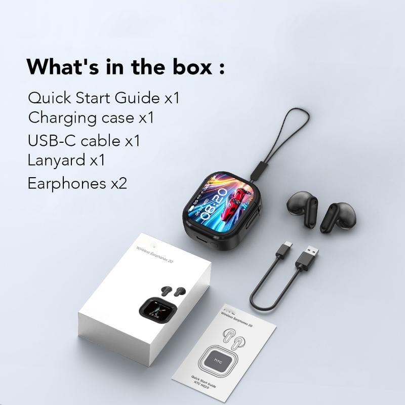 Trådløse stereoøretelefoner med Bluetooth 5.4 og LED-ladeetui