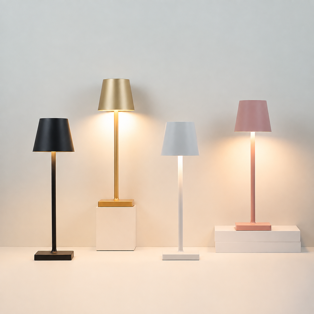 Trådløs genopladelig LED-bordlampe med touchdæmper