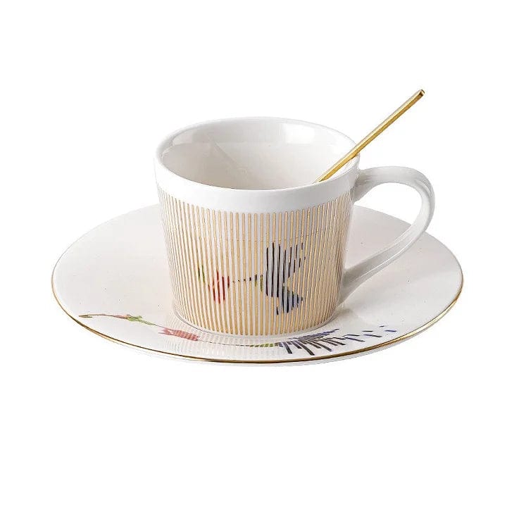 Porcelænsunderkop med guldstriber til kaffekop