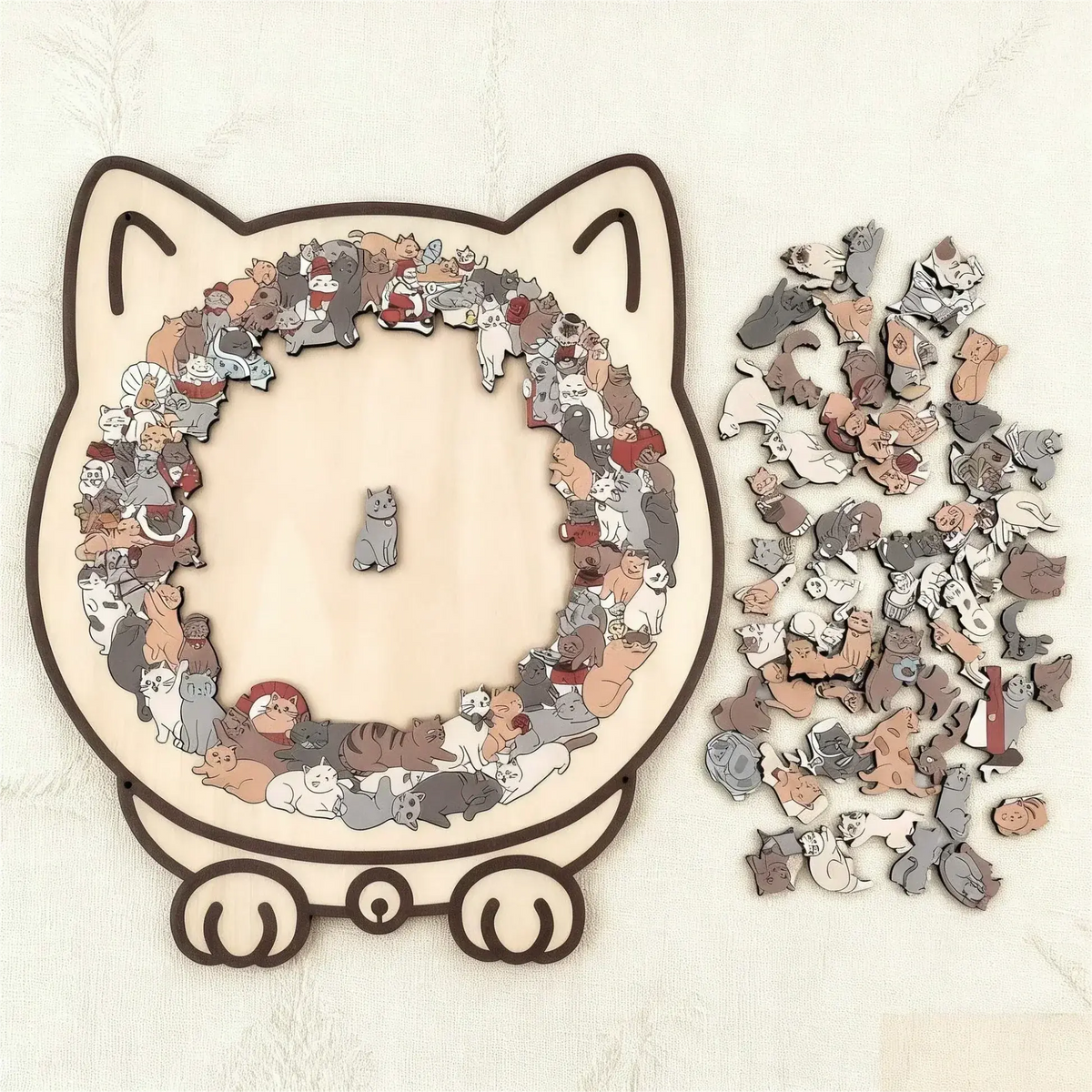 Katteformet puslespil med uregelmæssige brikker